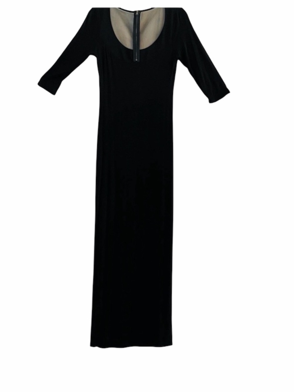 Elegant Black Maxi Dress Sheer Upper Back Size S